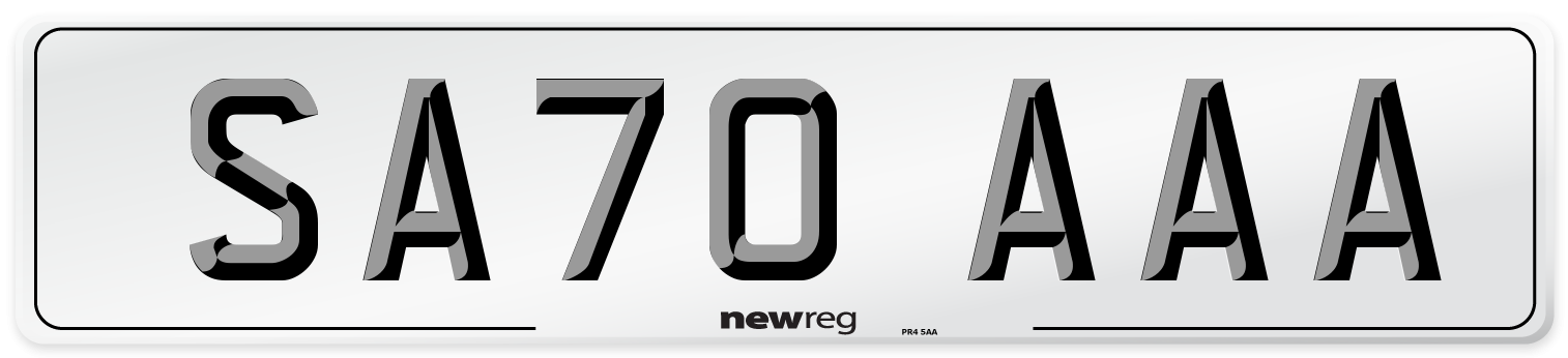 SA70 AAA Number Plate from New Reg